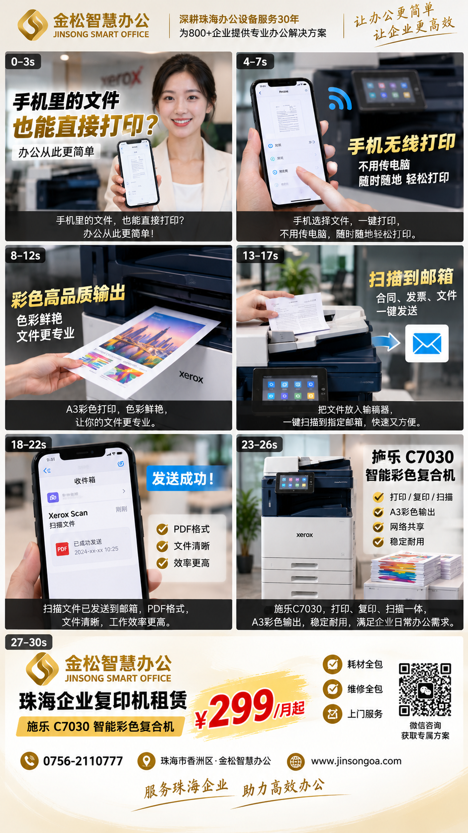 施乐 C7030 珠海复印机租赁